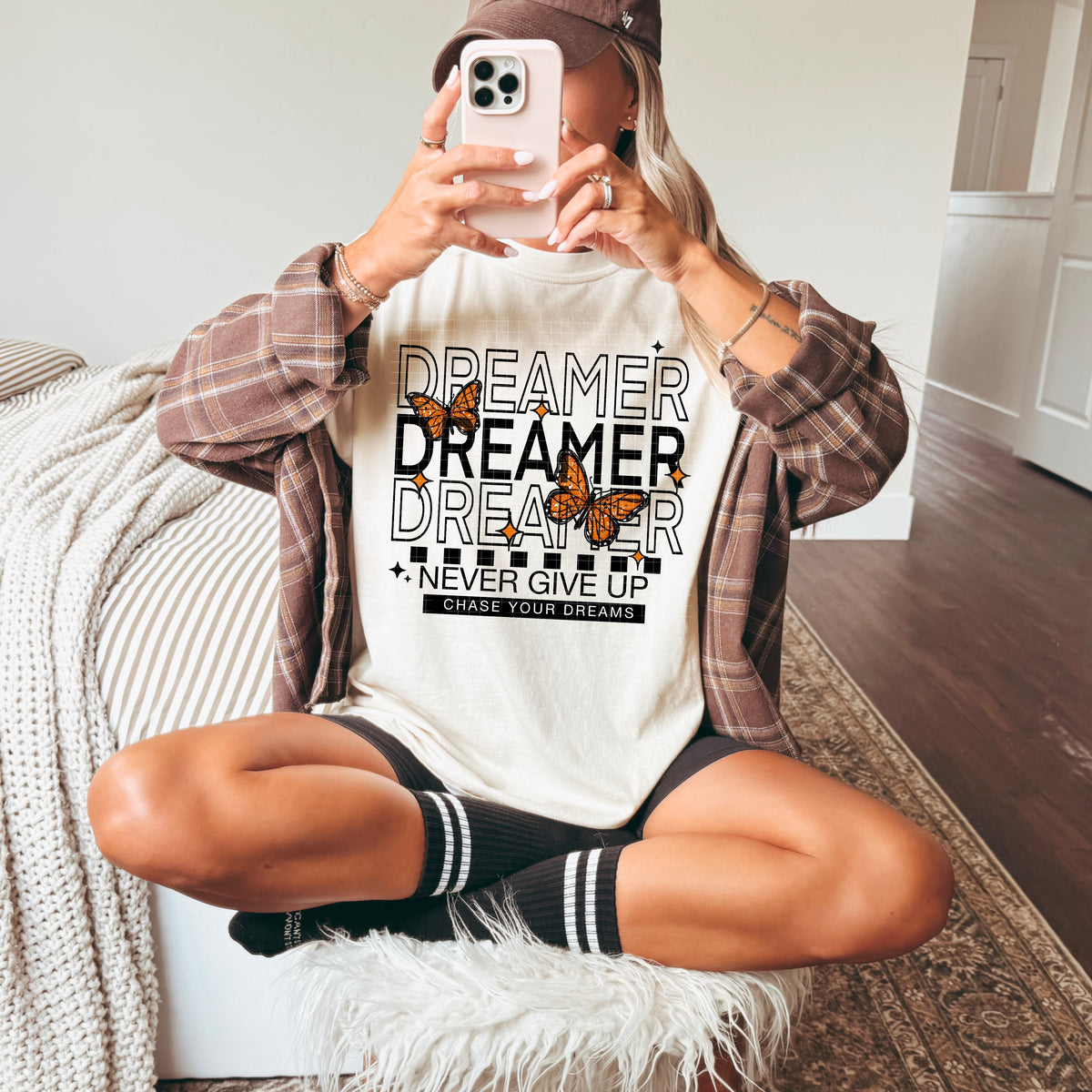 Dreamer butterflies black words (CSC) DTF Transfer