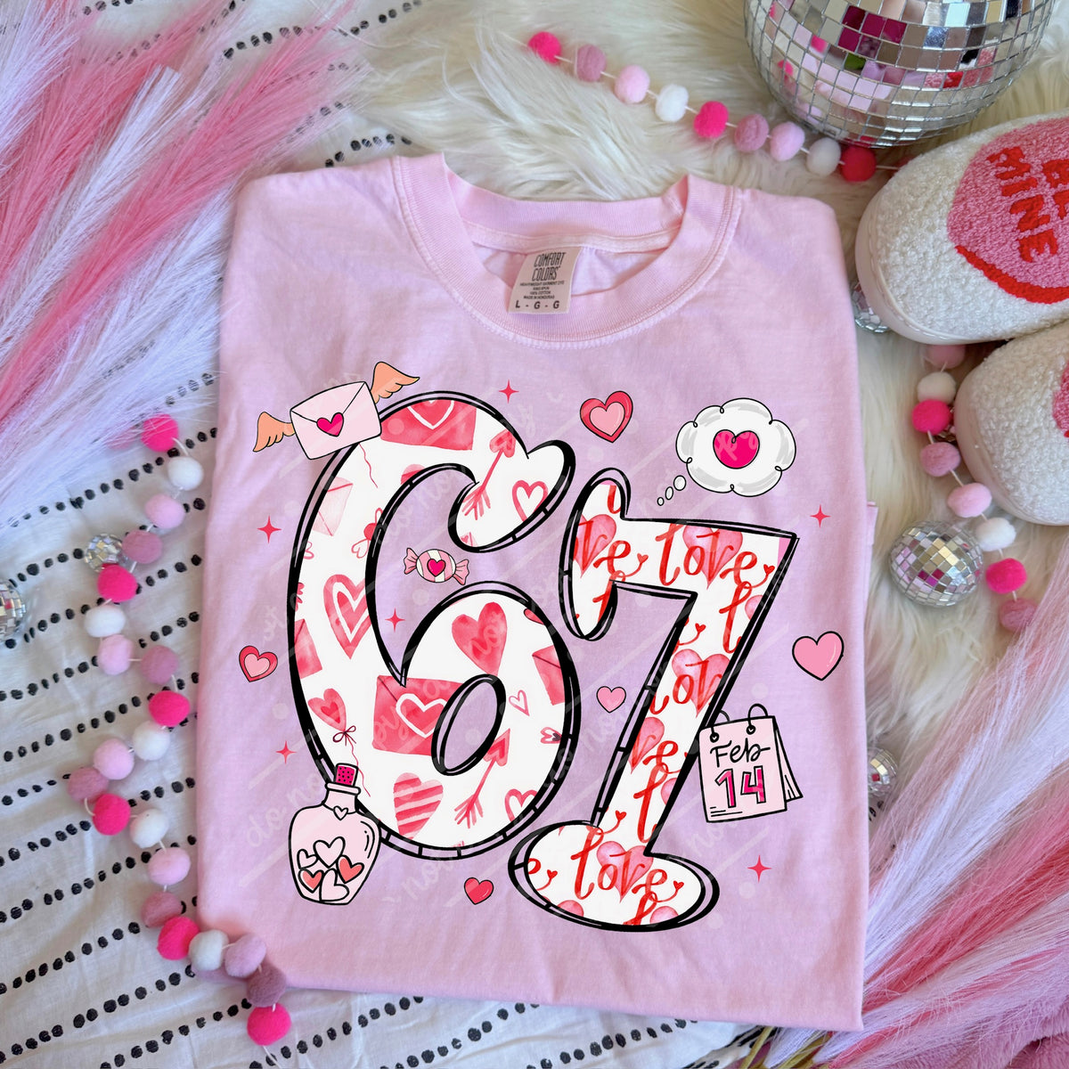 67 valentines doodles DTF transfer