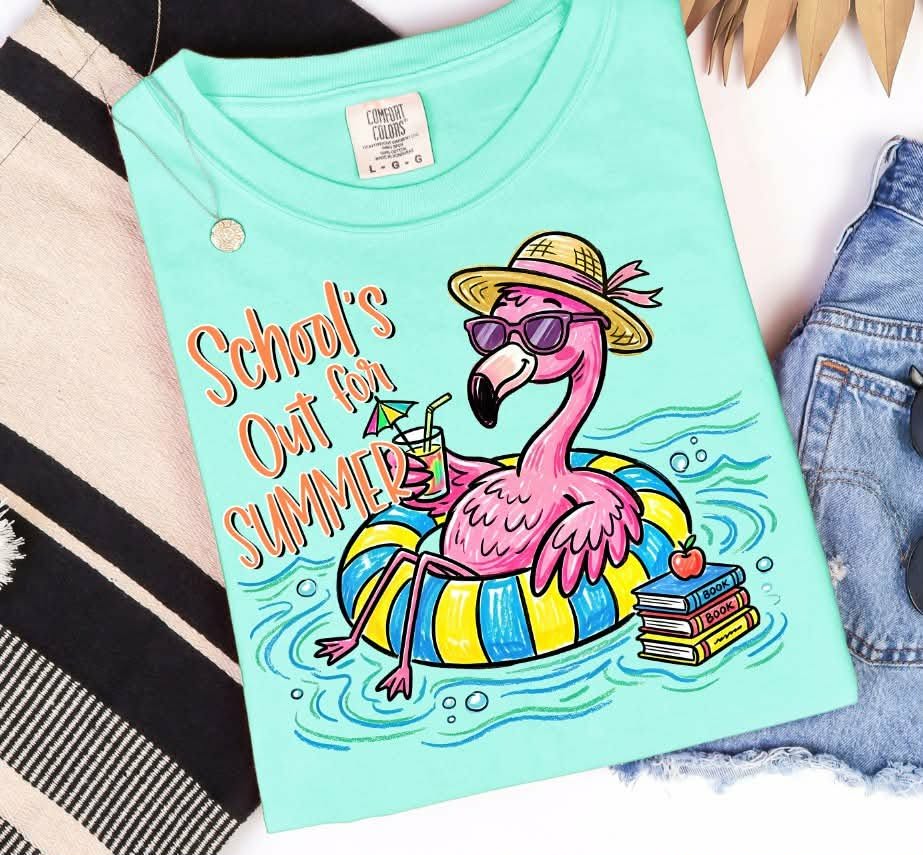 Schools out for summer flamingo (S&G) DTF Transfer