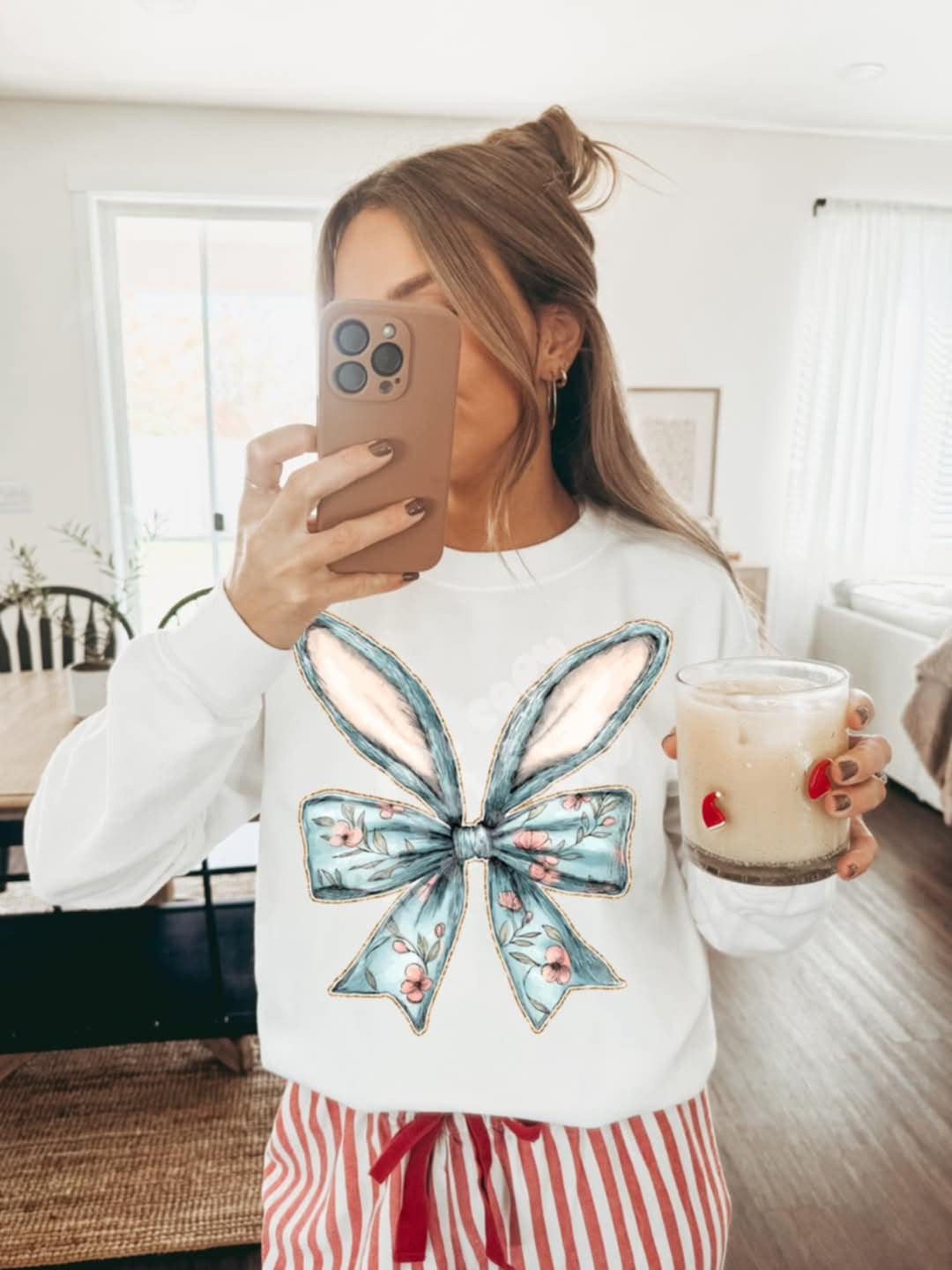 Blue floral bunny bow (Lyttle) 91571 DTF transfer