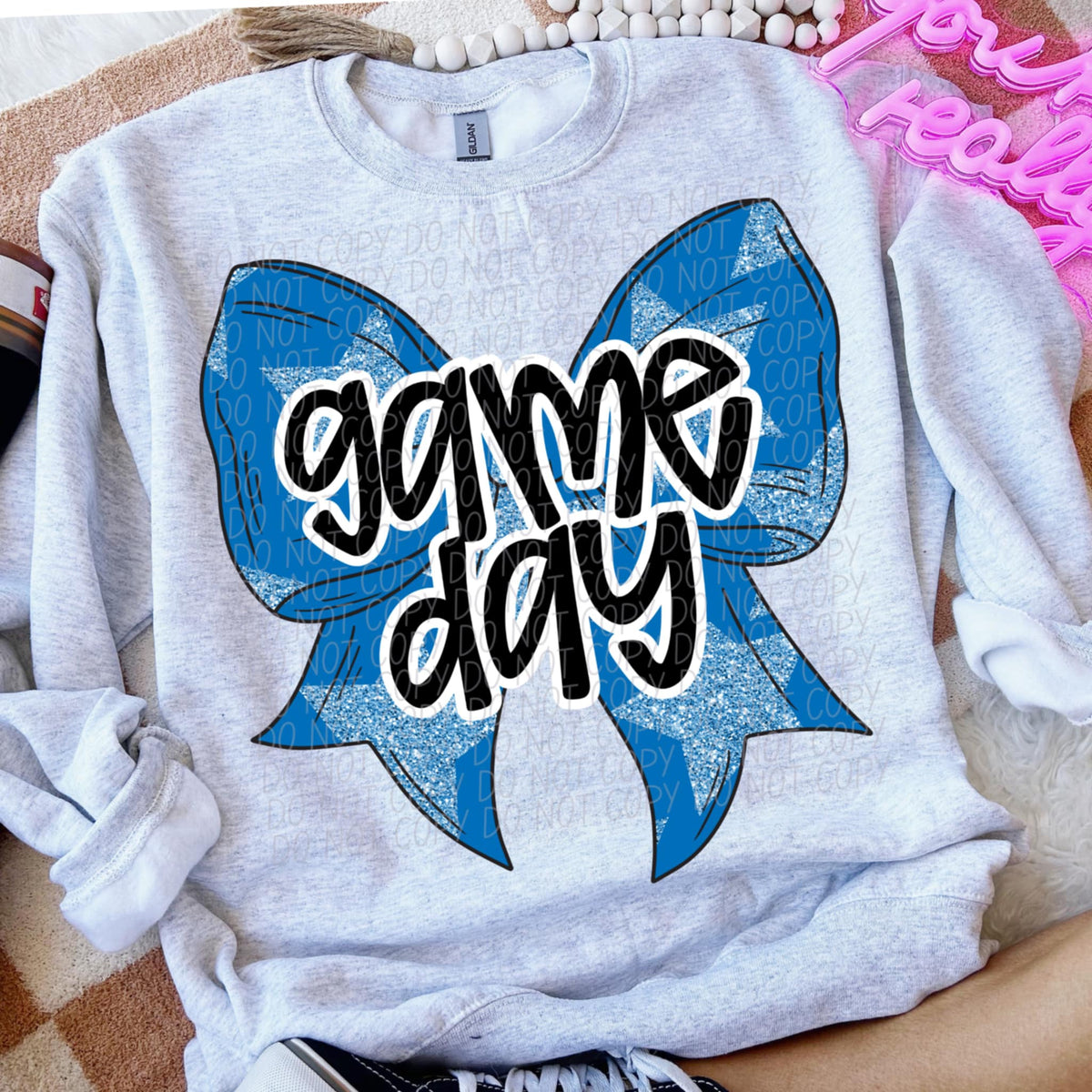Game day blue bow (CITY) 91310 DTF transfer