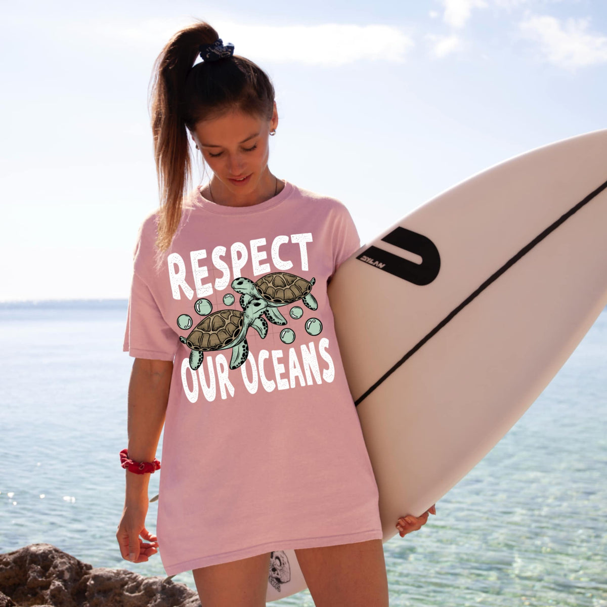 Respect our oceans white font (CSC) 95699 DTF transfer