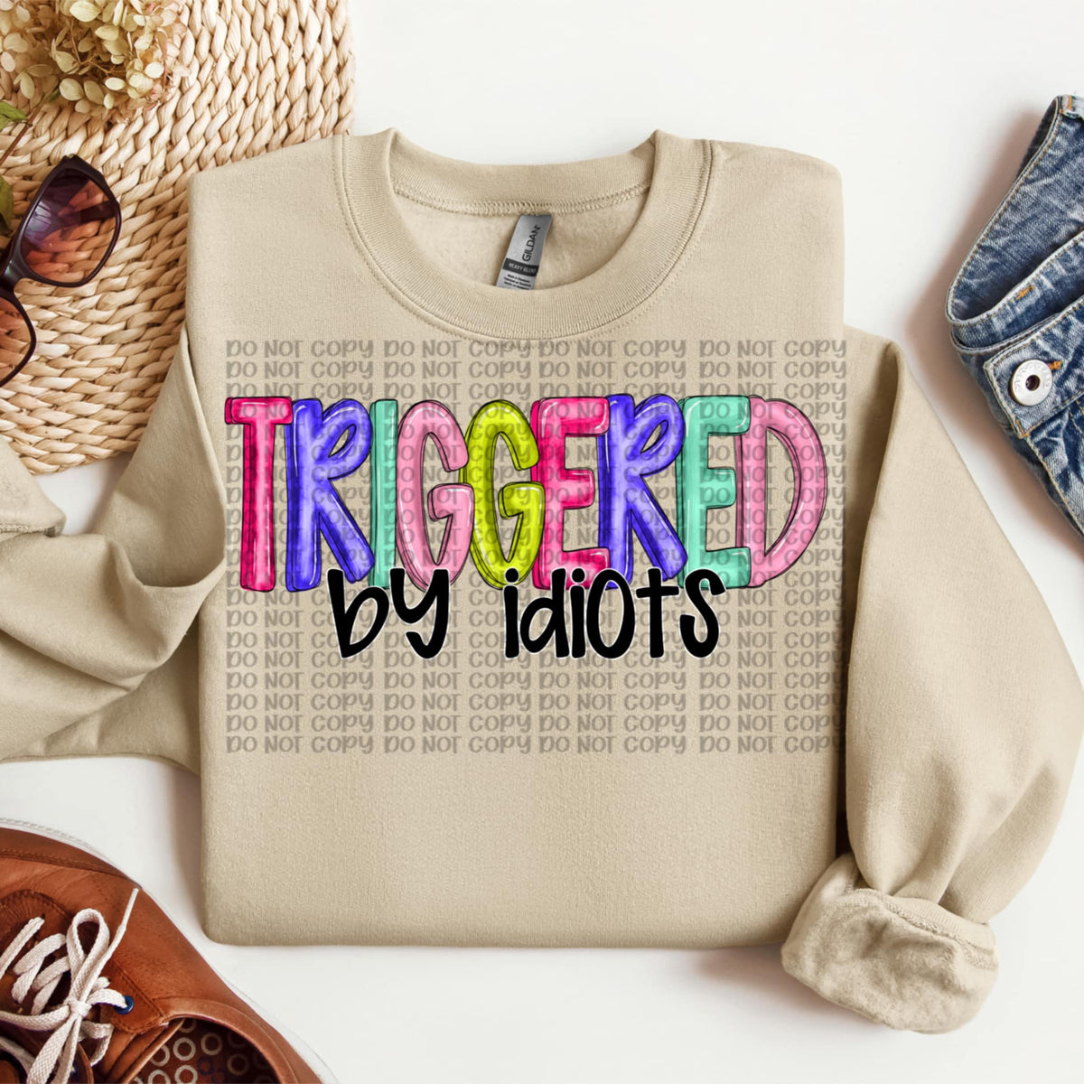 Triggered by idiots color and black (VP) 91958 DTF transfer