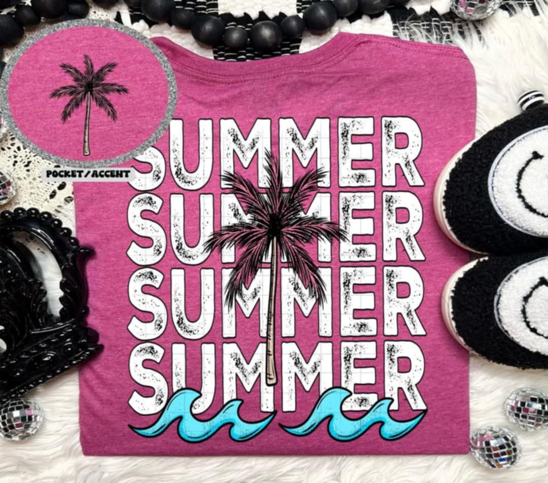 Summer stacked palm tree BACK (Linda) 106661 DTF transfer