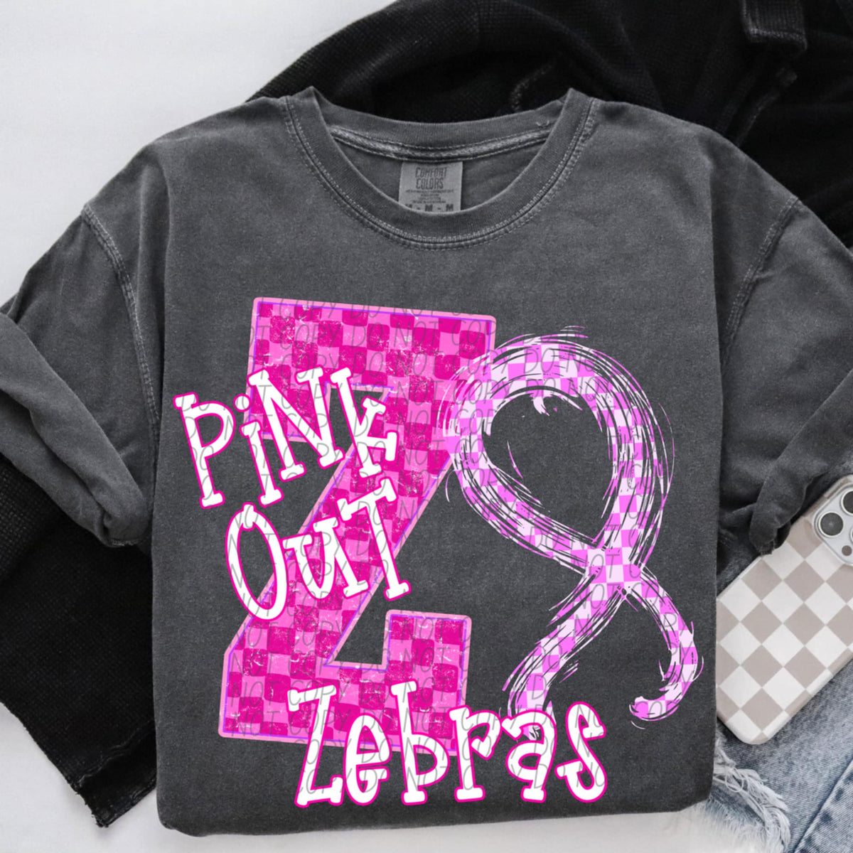 Zebras Pink Out Varsity (city) DTF Transfer