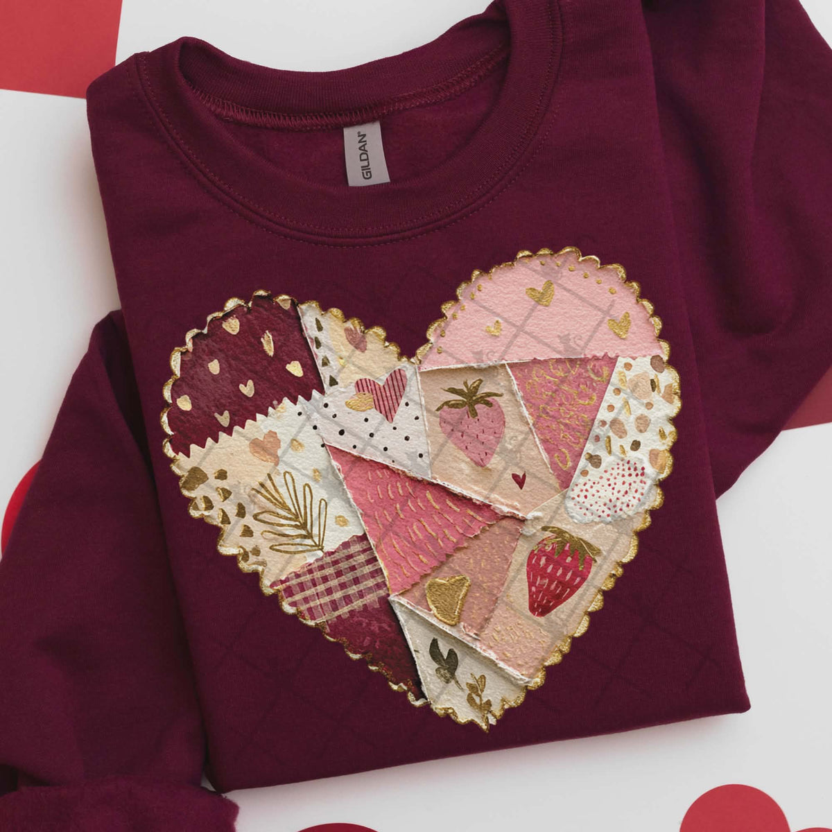 Patchwork strawberry heart (TTD) DTF Transfer