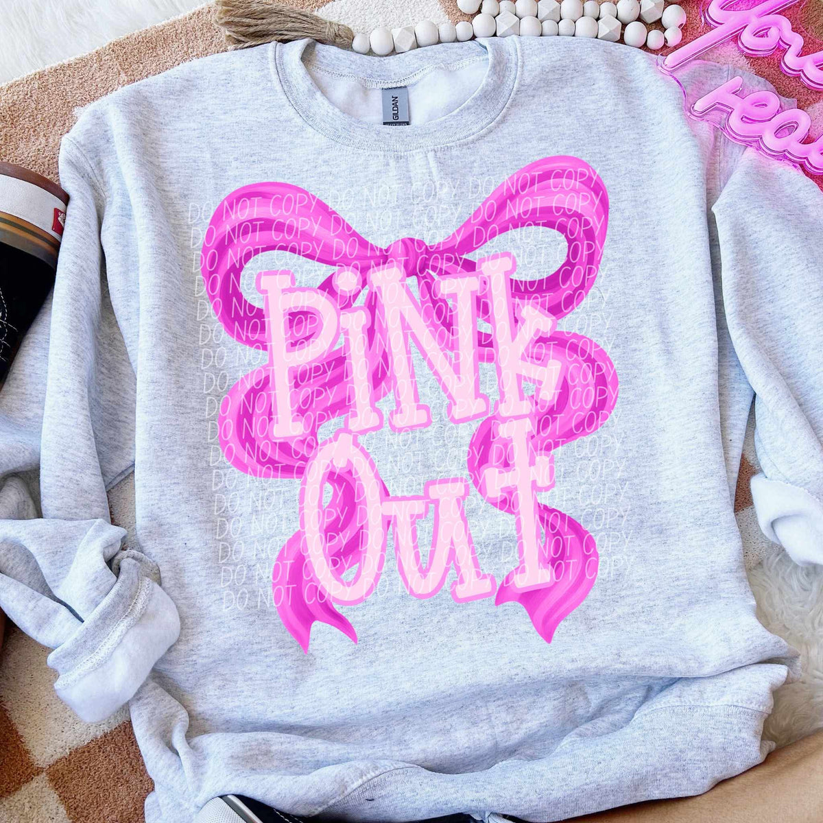 Pink out PINK bow CITY DTF transfer