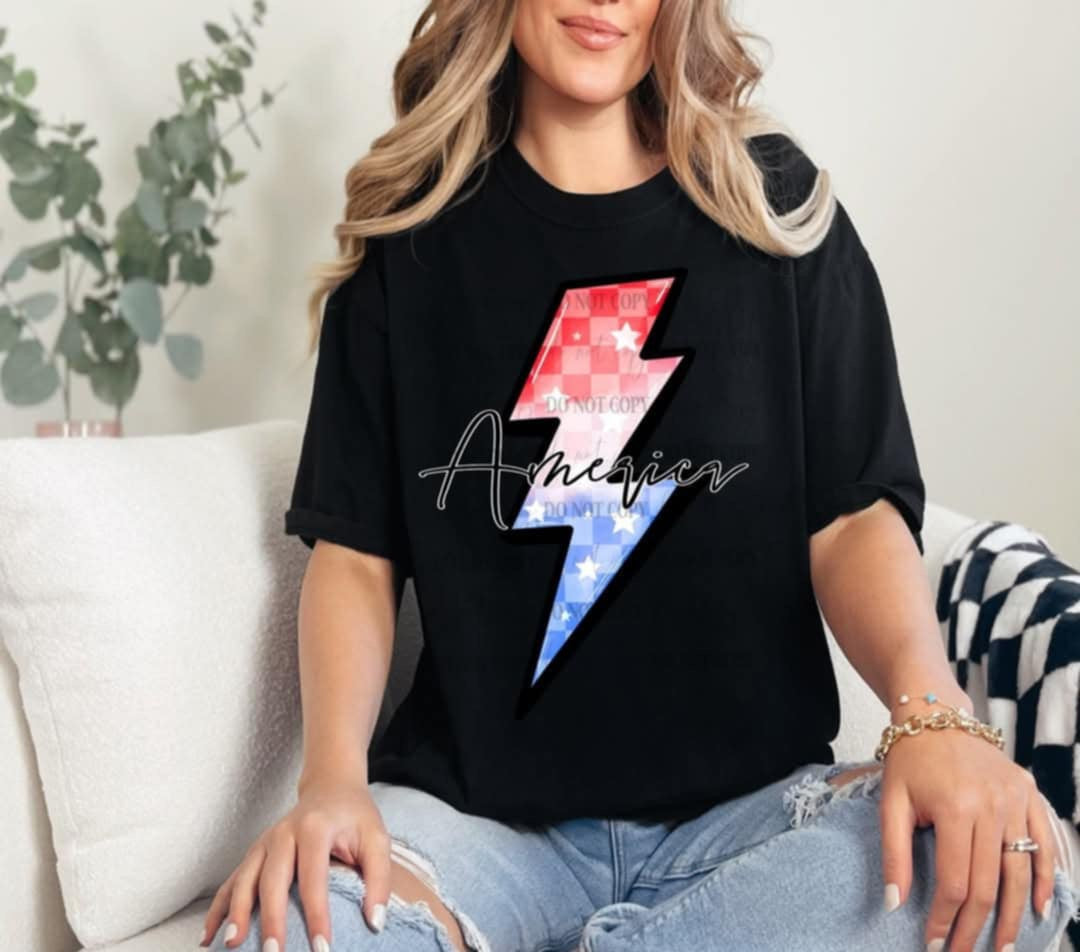 America lightning bolt (40E) 96926 DTF transfer