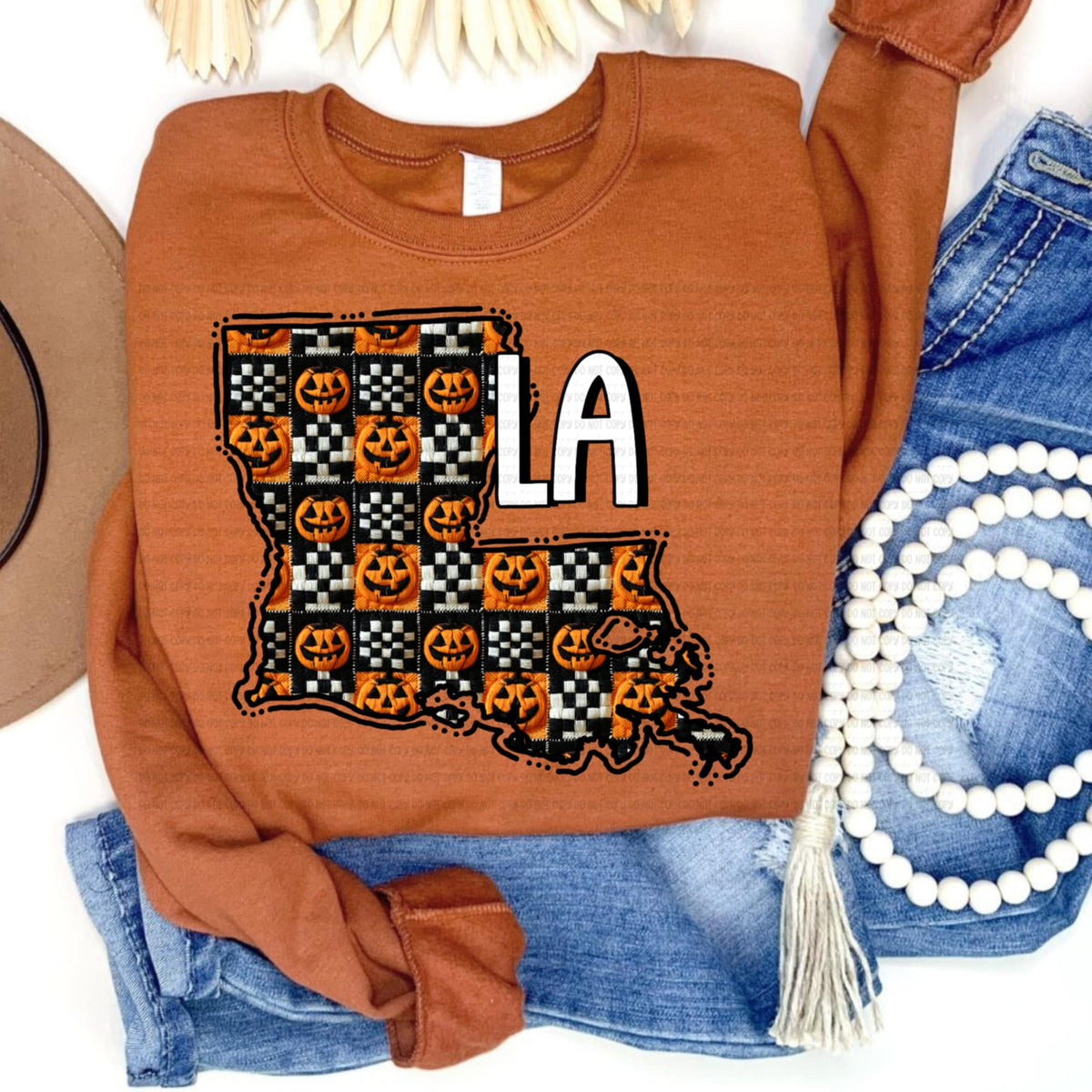 Louisiana pumpkin checker REVEL DTF transfer