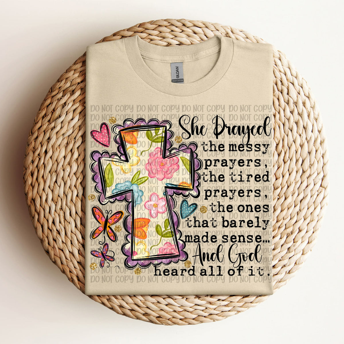 She Prayed floral cross (VP) DTF Transfer