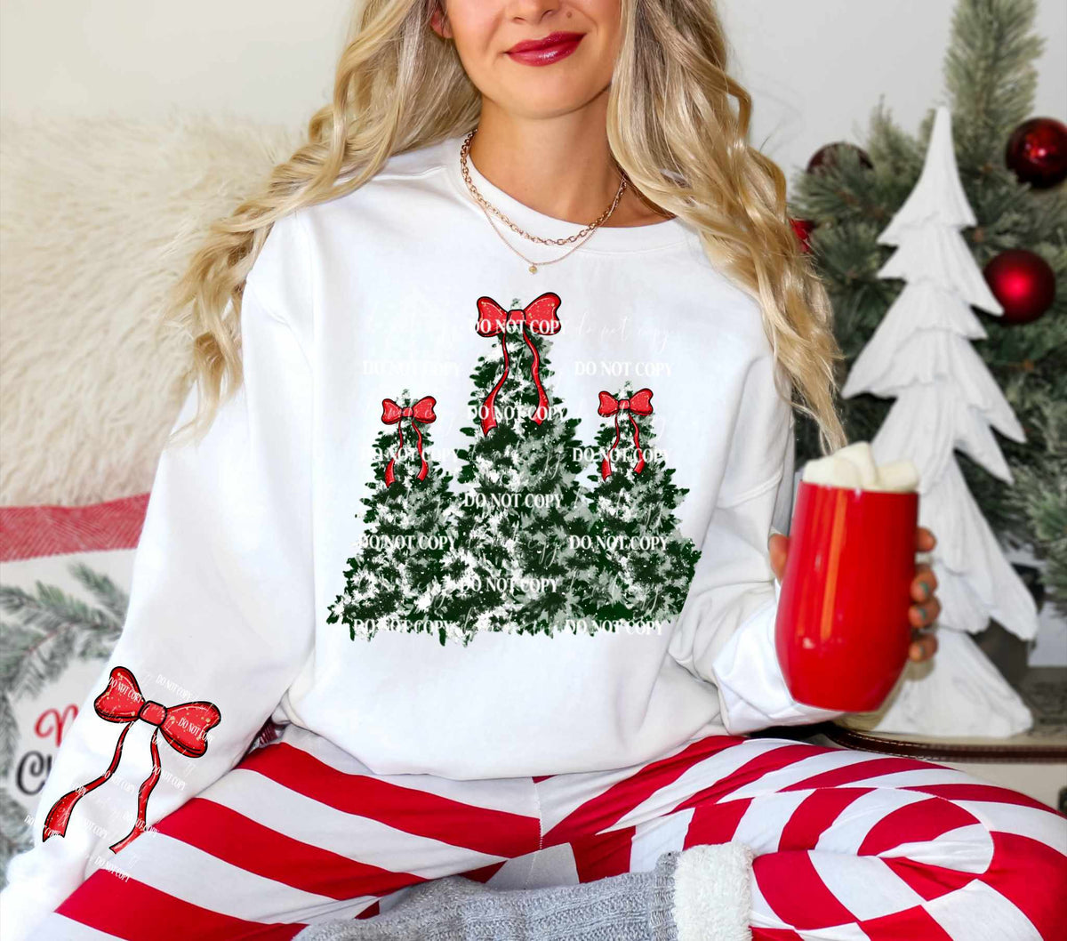 Trio trees with red bows 70191 DTF transfer