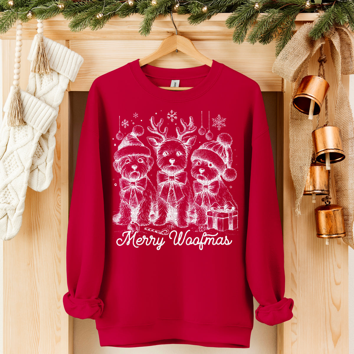 Merry Woofmas Dogs WHITE 113375 DTF transfer