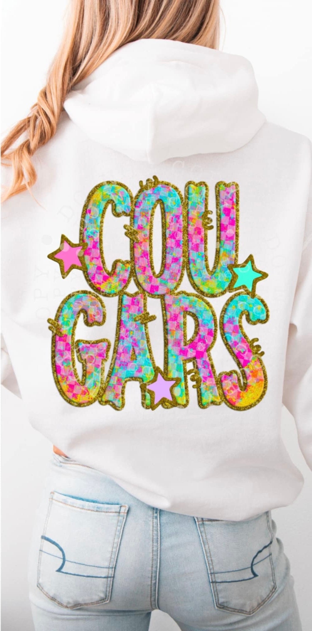 Cougars colorful checkered (C’s) 91502 DTF transfer