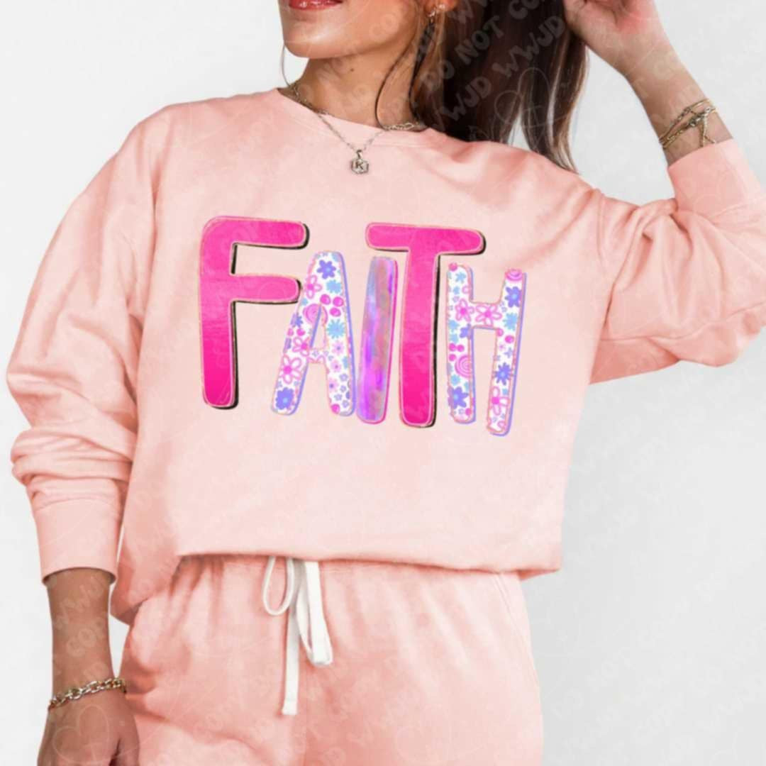 Faith Pink and purple floral (Vehement) DTF transfer