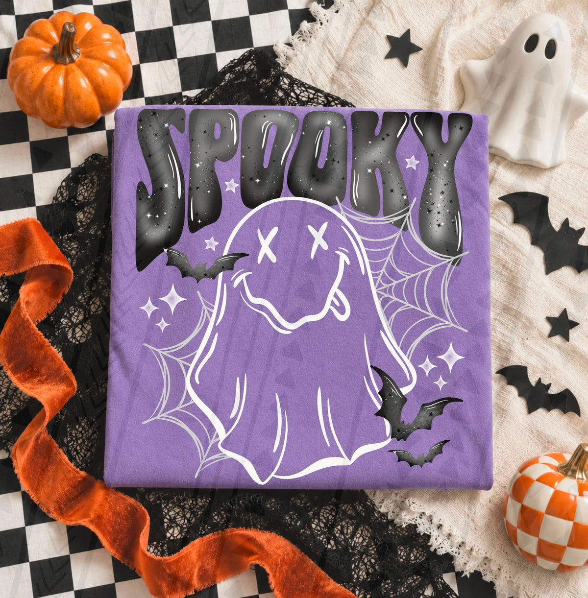 Spooky black lettering ghost white (TGG) DTF Transfer
