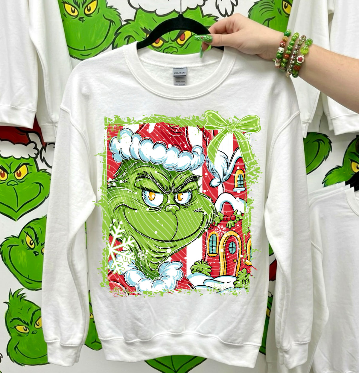 Close up green guy Sunday Special DTF transfer
