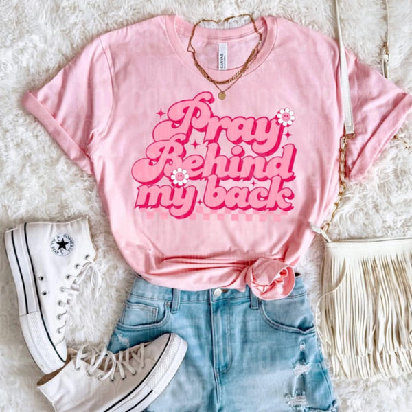 Pray behind my back pink 106247 DTF transfer