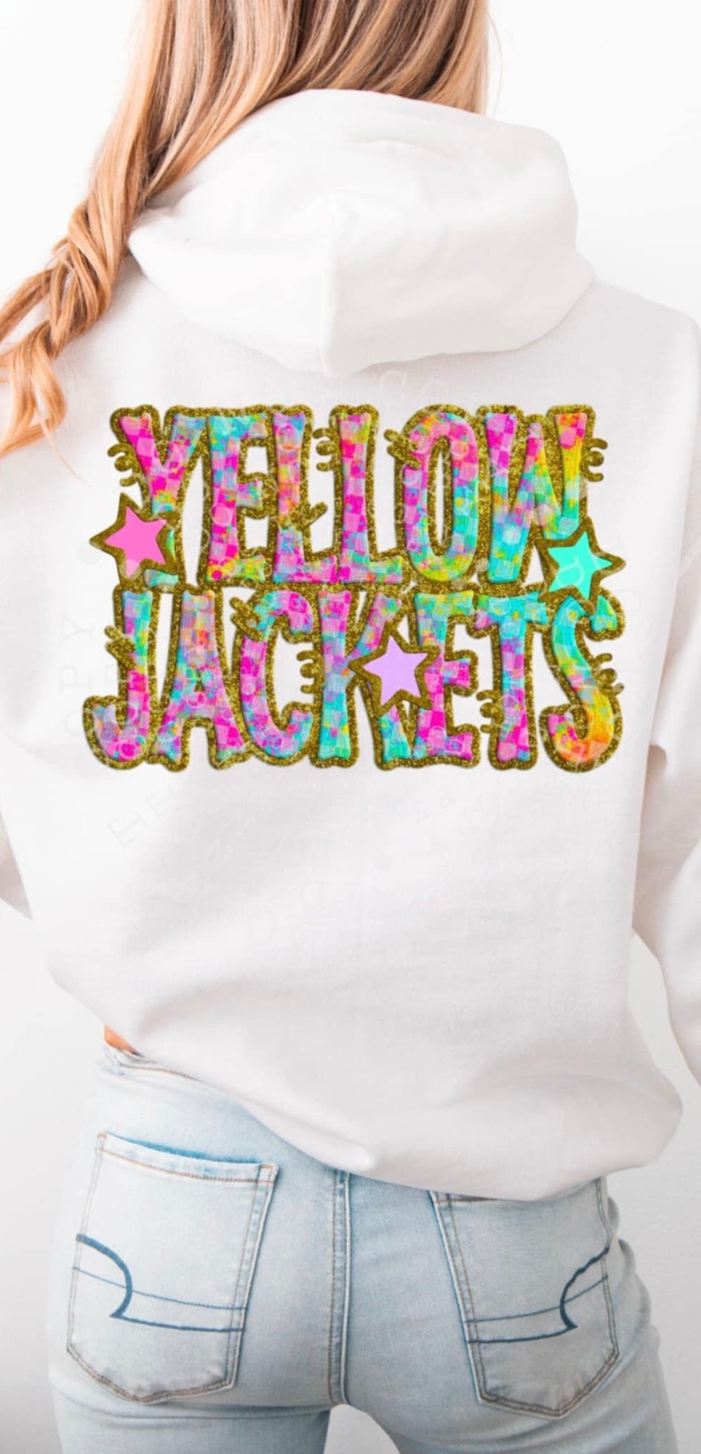 Yellow jackets colorful checkered (C’s) 91519 DTF transfer