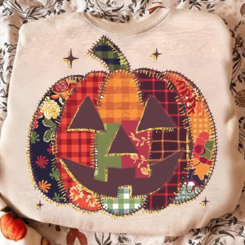 Patchwork Jack O Lantern 111979 DTF transfer
