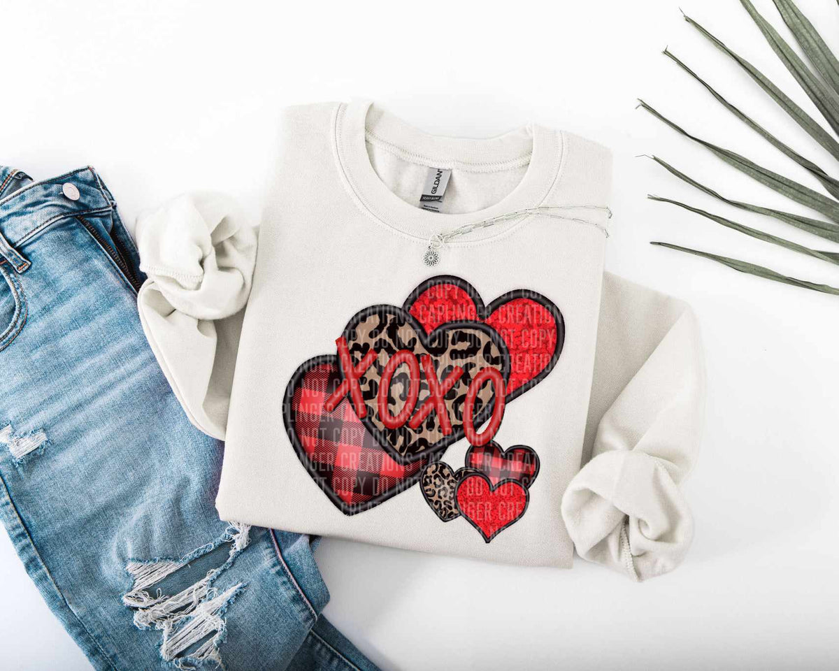 Xoxo embroidered hearts (caplinger) 73396 DTF transfer
