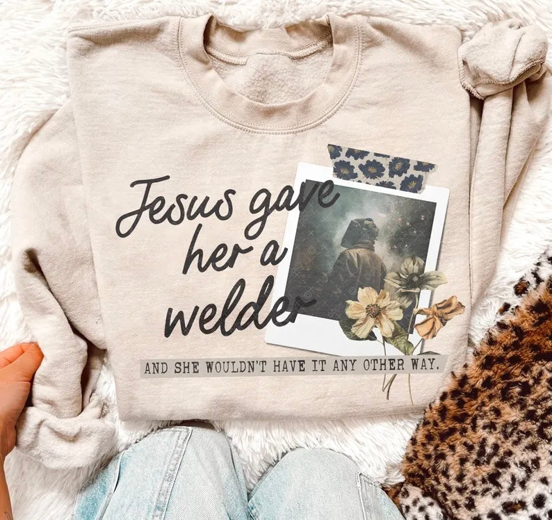 Jesus gave her a welder 98566 DTF transfer