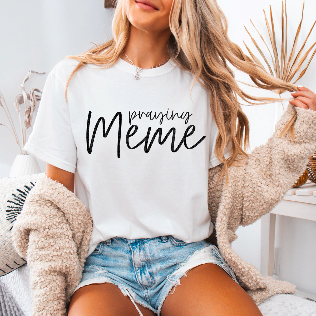 Praying meme black font 93582 DTF transfer