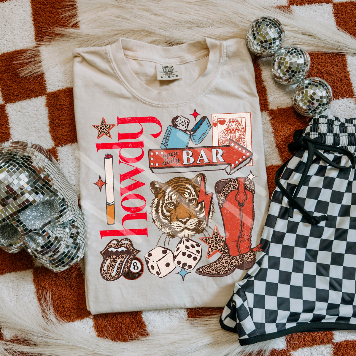 Howdy Collage with tiger (scarlow) DTF transfer