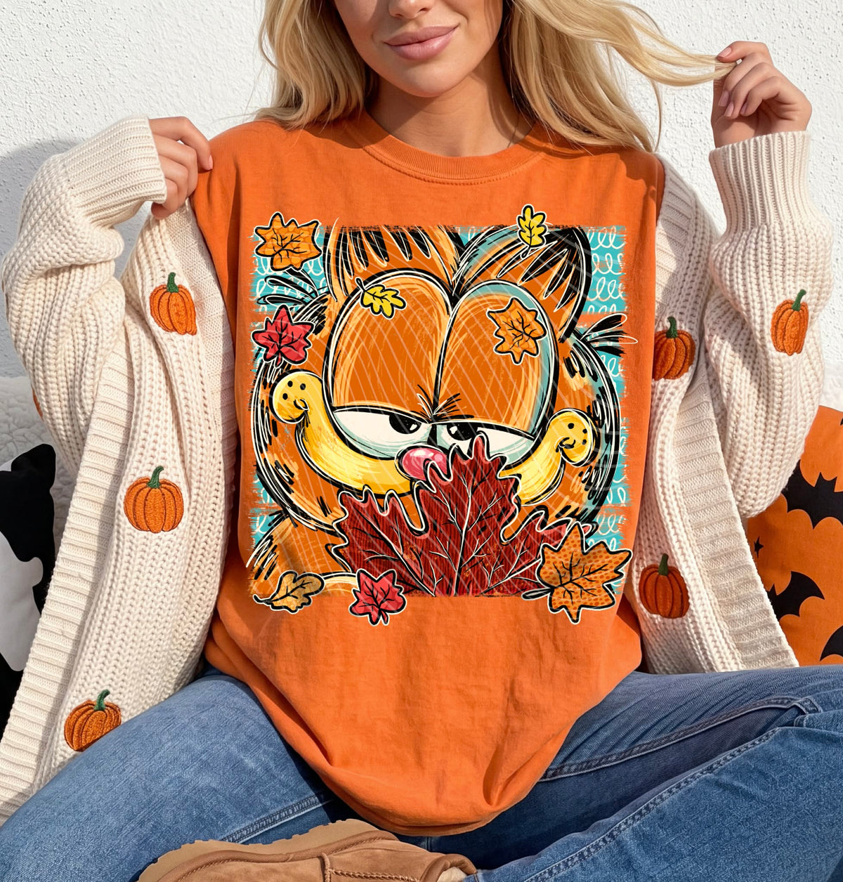 Cat with Leaf (SBB) DTF Transfer