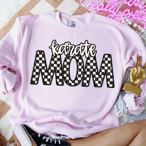 Karate mom checkered city DTF transfer