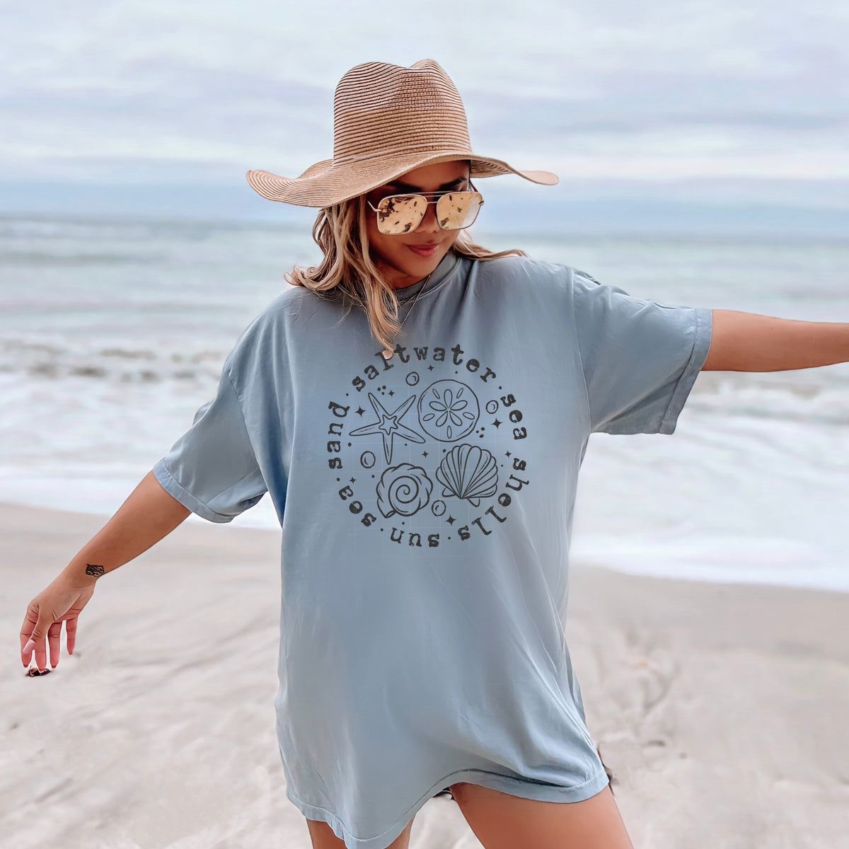 Sea Shell Circle (single color dark gray) (CSC) DTF Transfer