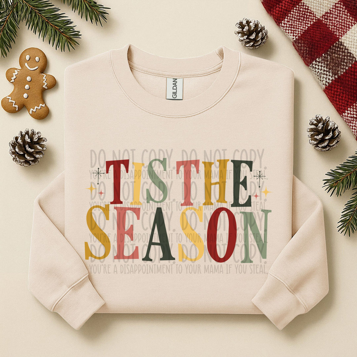 Tis the Season (red green pink yellow) (SWD) DTF transfer