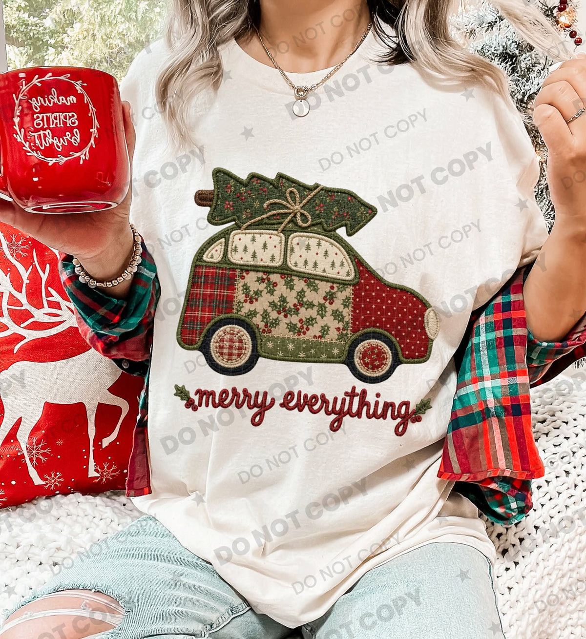 Merry everything faux fabric car with leopard Tuesday Deal DTF