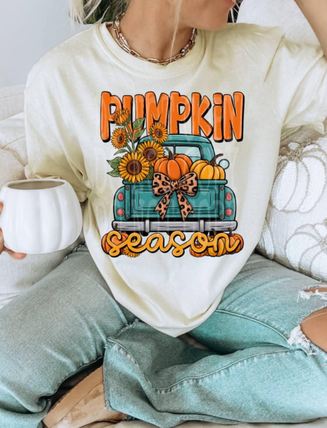 Pumpkin Season with blue truck PH DTF transfer