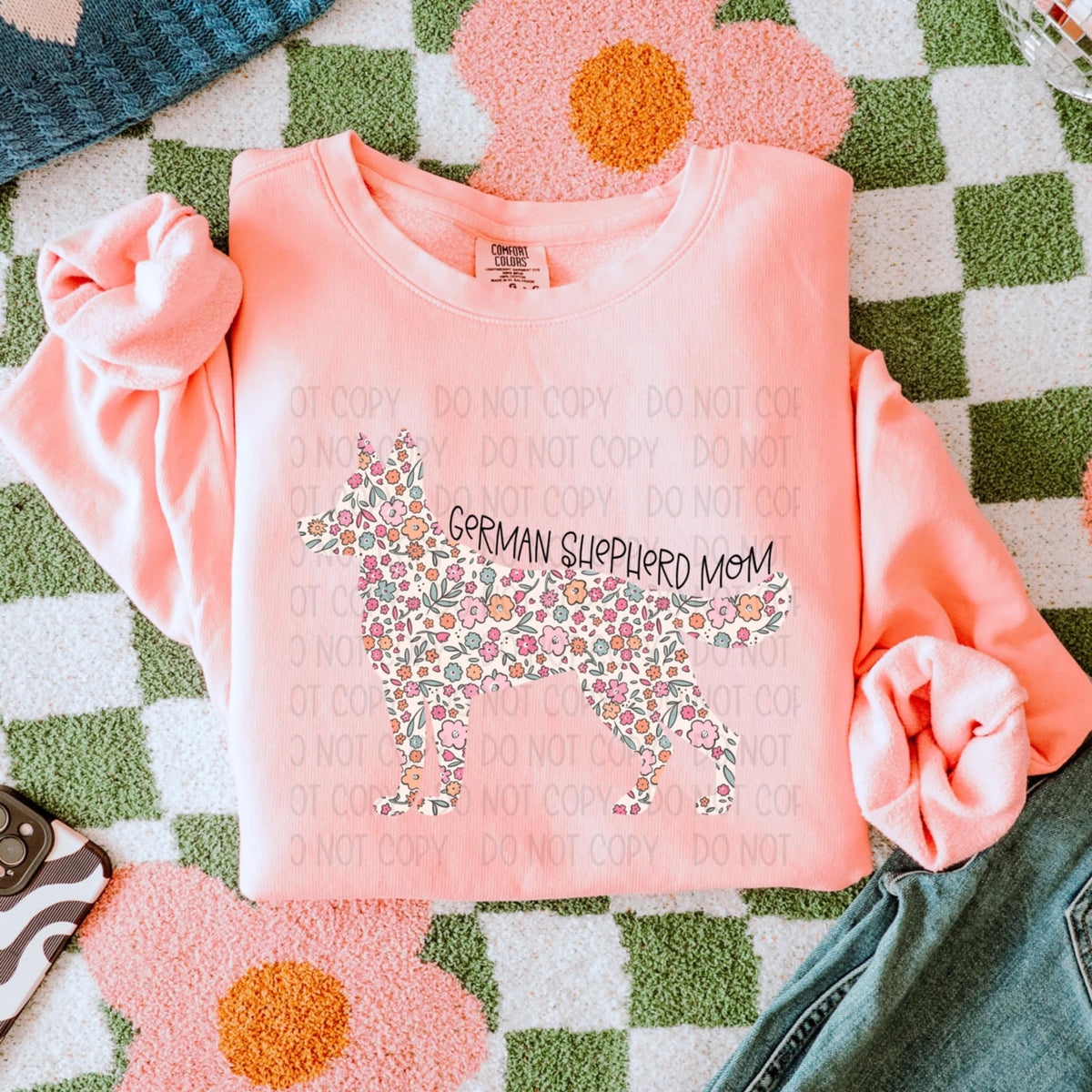 German shepherd floral puppy (SWD) 85886 DTF transfer