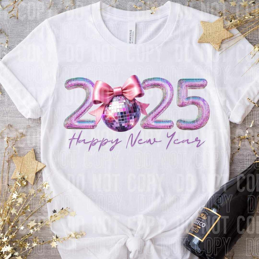 2025 happy new year purple mirrorball (SBB) 62521 DTF transfer