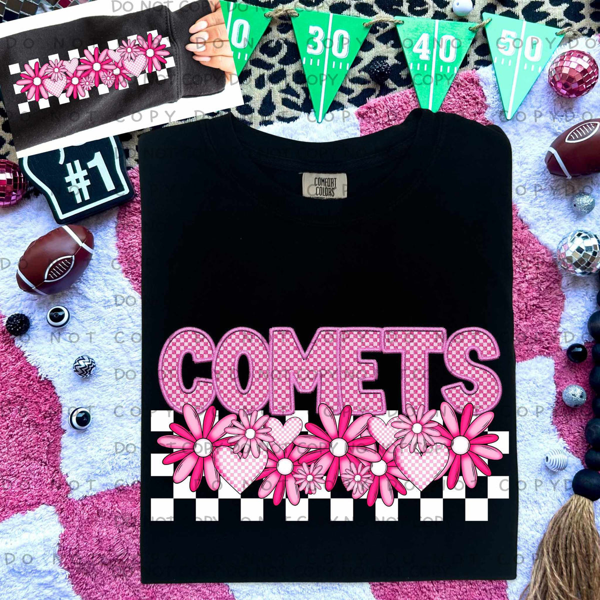 Comets pink checkered (caplinger) 77833 DTF transfer