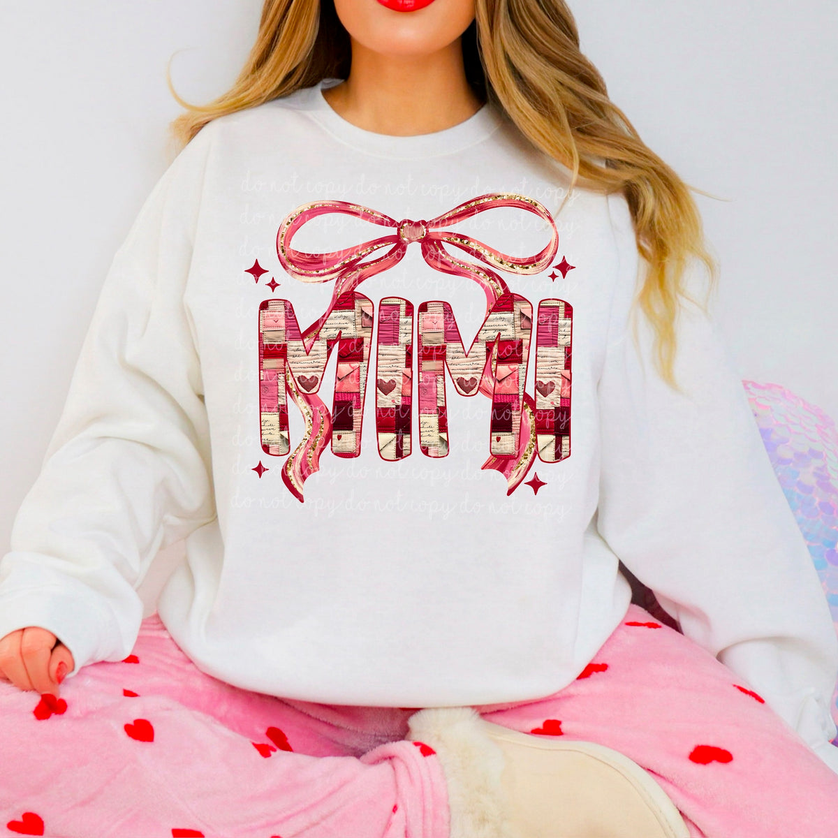 Mimi Valentines Font with bow (exclusive) DTF transfer