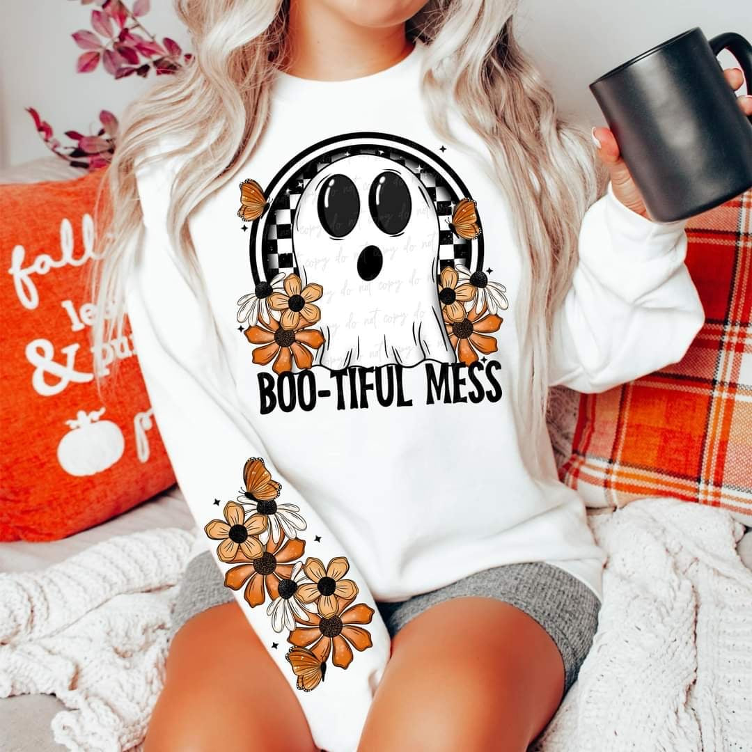 Boo-tiful mess ghost FRONT ONLY (VIRGO) 58495 DTF transfer