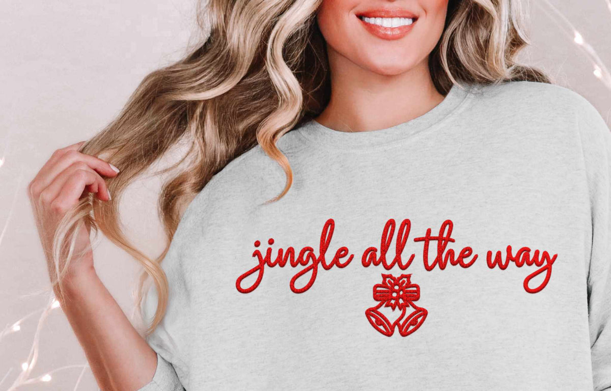 Jingle all the way red embroidery (HW) 67103 DTF transfer