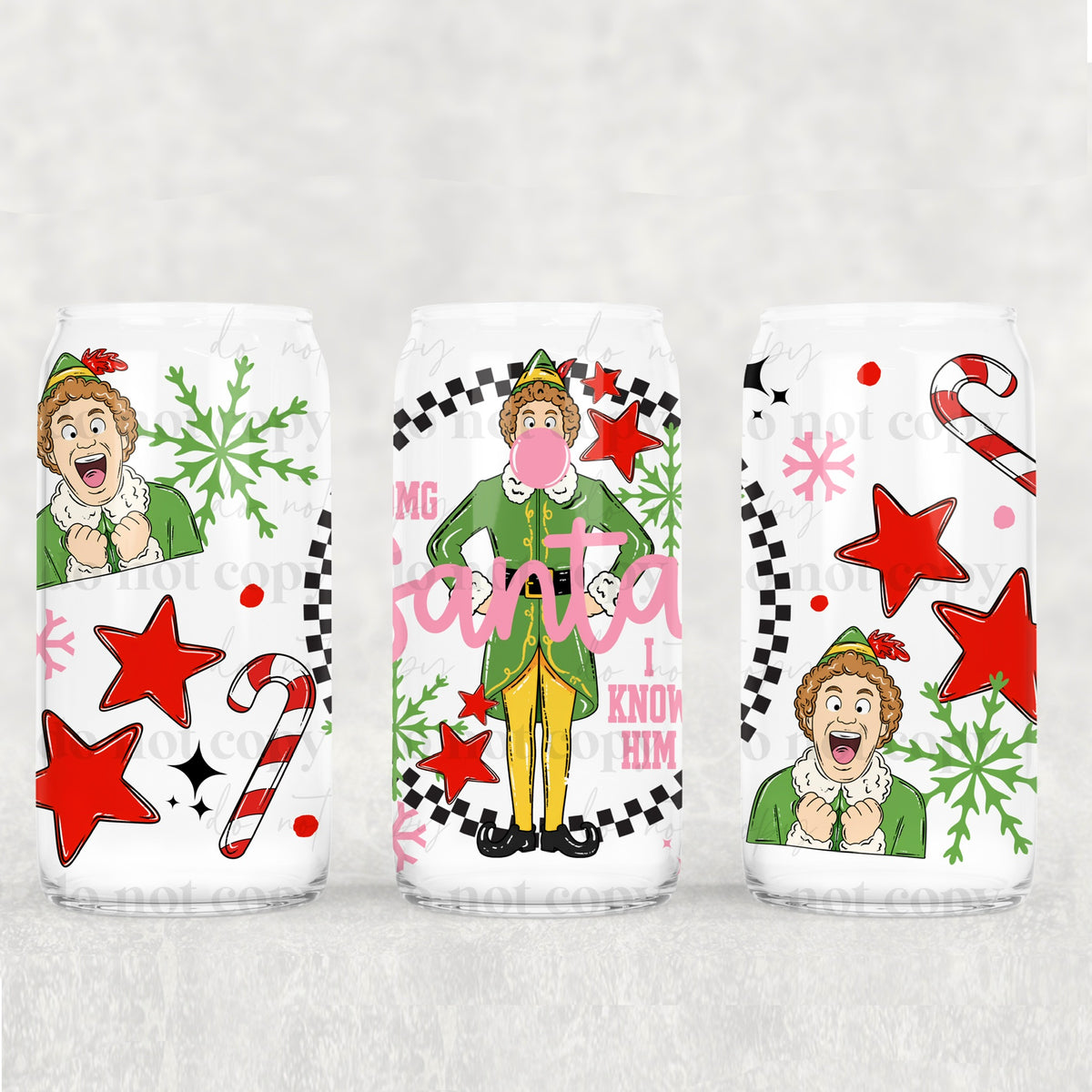 Omg Santa checker circle (exclusive) UV DTF WRAP