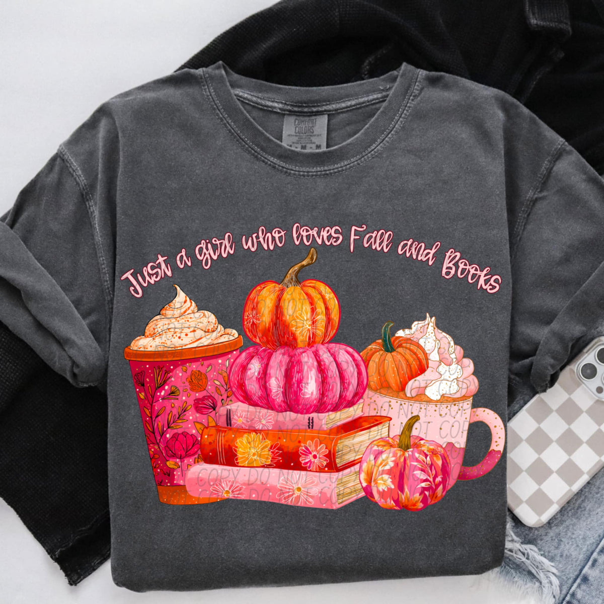 Just a Girl who loves fall and books (City) DTF transfer