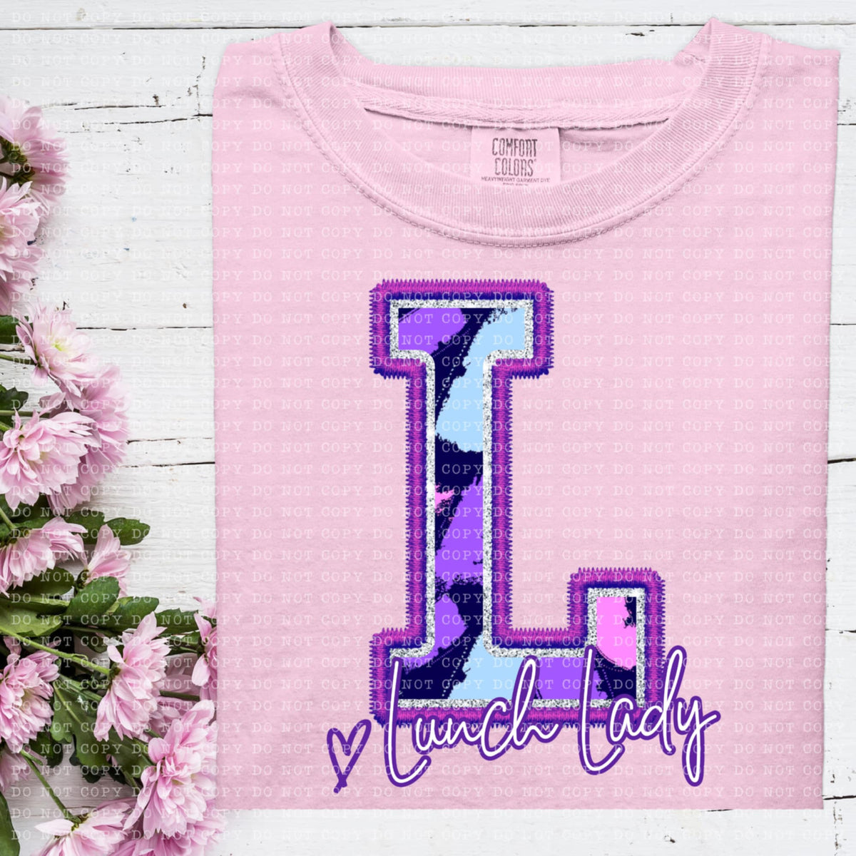 L lunch lady purple brushstrokes (ECHT) 93997 DTF transfer