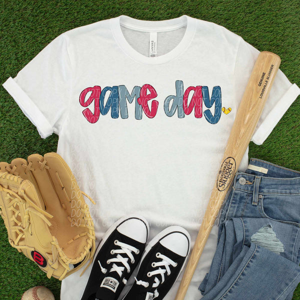 Game day red and blue straight across (CITY) 84959 DTF transfer