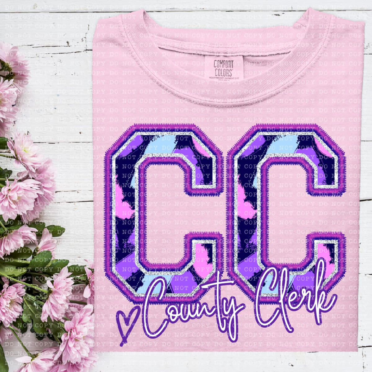 CC county clerk purple brushstrokes (ECHT) 94005 DTF transfer