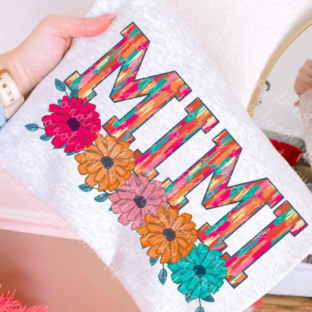 Mimi brushstrokes with flowers (MMD) 97894 DTF transfer
