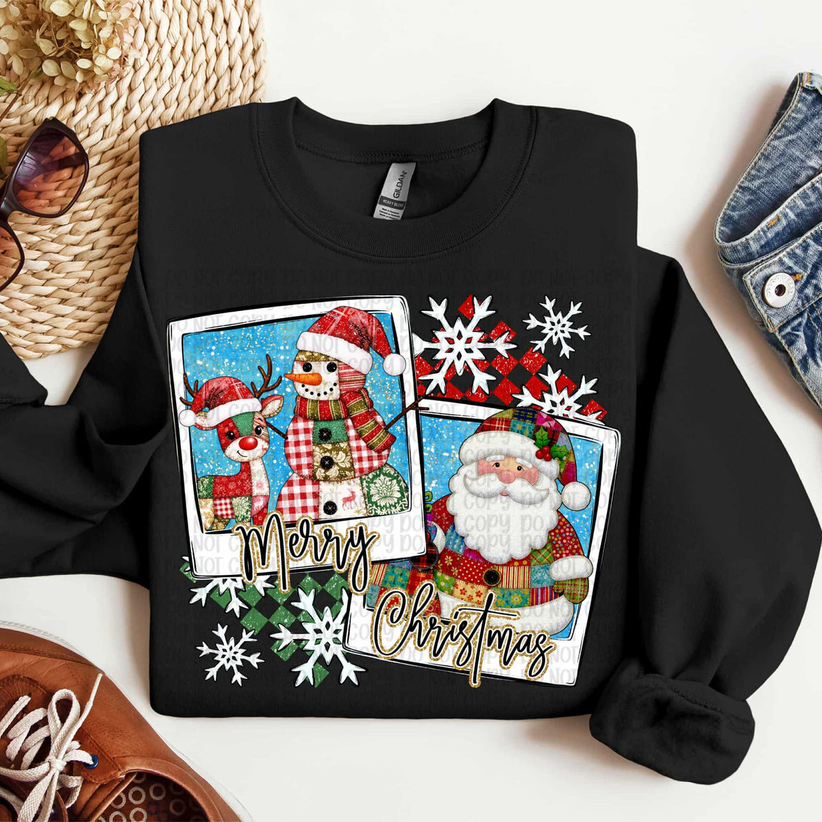 Merry Christmas Polaroids with Santa and snowman (VP) DTF Transfer