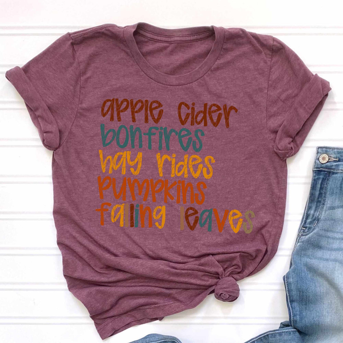 Apple cider bonfires fall words (CITY) 62336 DTF transfer