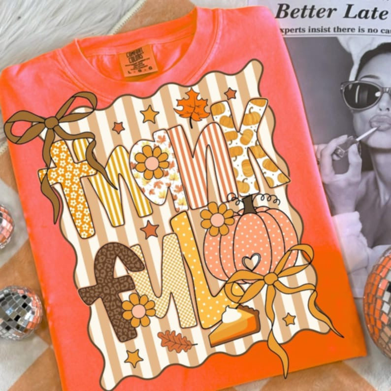 Thankful Frame with bow DTF transfer