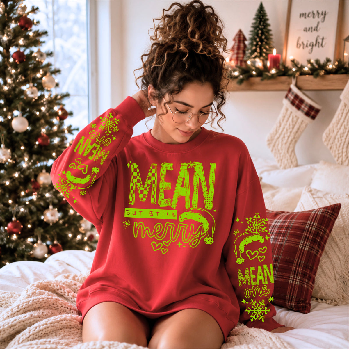 Mean and merry green (set two sleeves) (csc) DTF Transfer