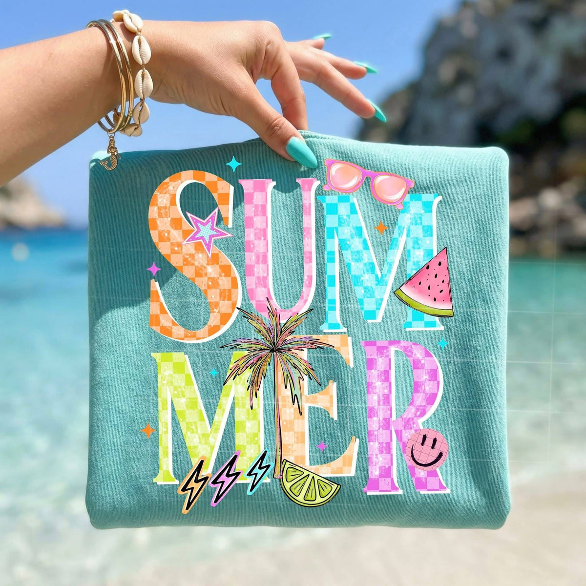 Summer colorful checker (CSC) DTF Transfer